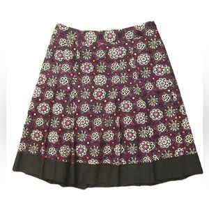 LOFT Brown Medallion Print Midi Skirt